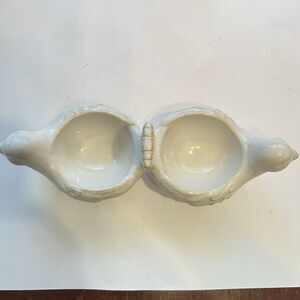 Vintage Pottery Barn 12 Days of Christmas Two Turtle Doves Ceramic Divided Bowls